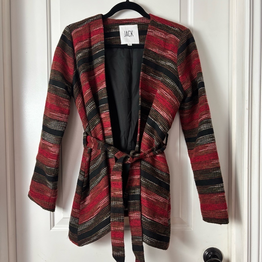 Jack by BB Dakota red tweed blanket jacket small western belted